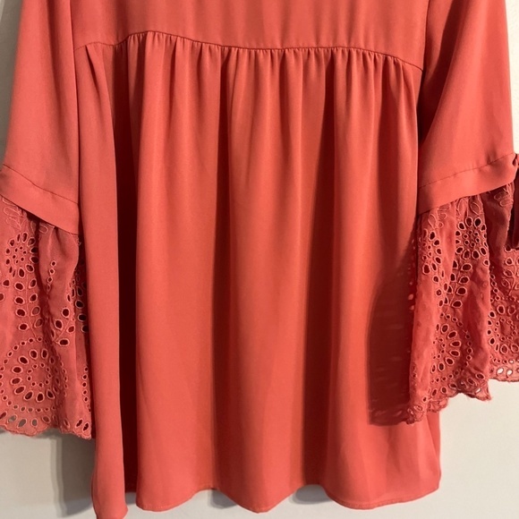 Loft Boho Bell Sleeve Top XS Orange Peasant Hippie Indie Concert Western Preppy - Picture 4 of 12